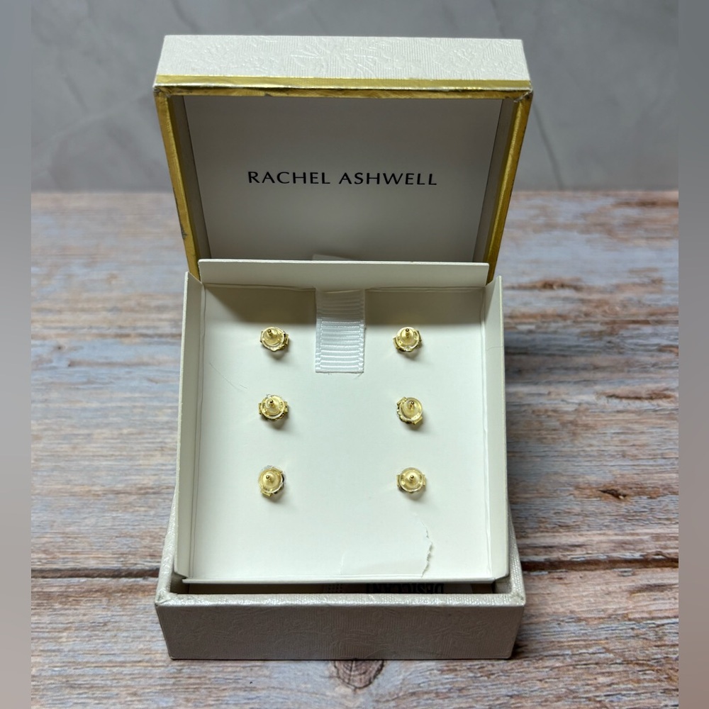 Rachel Ashwell Cubic Zirconia Earring Trio NIB - Picture 3 of 4